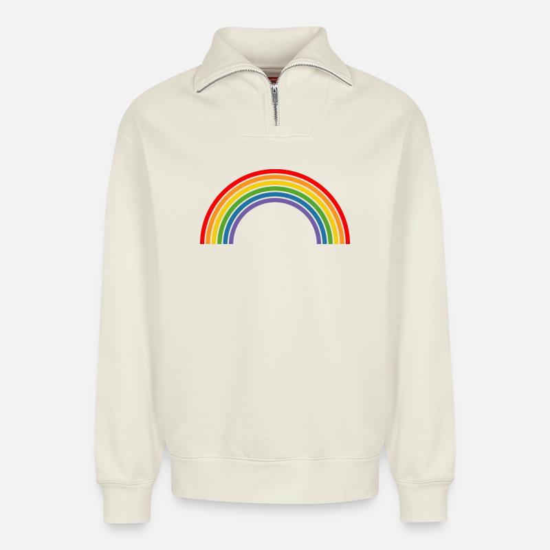 Rainbow - Relaxed Unisex Organic Half Zip Sweatshirt – by SPREAD - off white