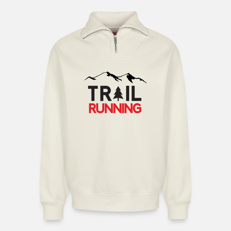 Trailrunning - Relaxed Unisex Organic Half Zip Sweatshirt – von SPREAD - Naturweiß