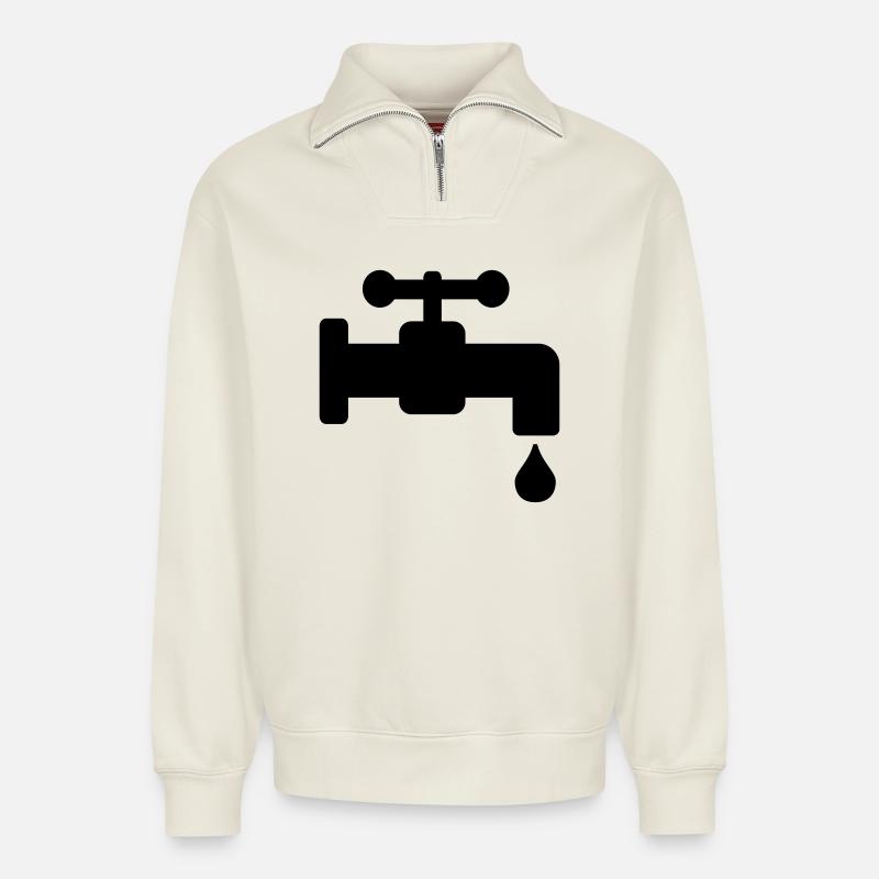 Wasserhahn undicht - Relaxed Unisex Organic Half Zip Sweatshirt – von SPREAD - Naturweiß