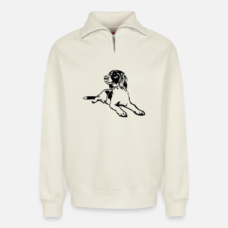 Münsterländer - Relaxed Unisex Organic Half Zip Sweatshirt – von SPREAD - Naturweiß