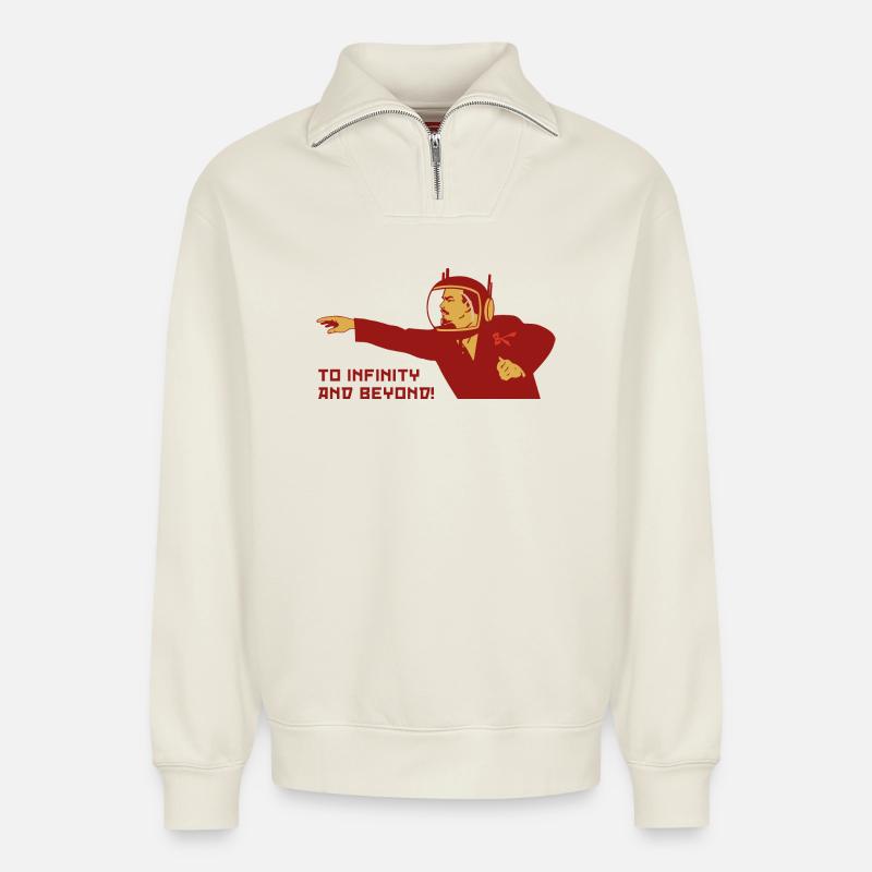 To infinity and beyond - Relaxed Unisex Organic Half Zip Sweatshirt – by SPREAD - off white