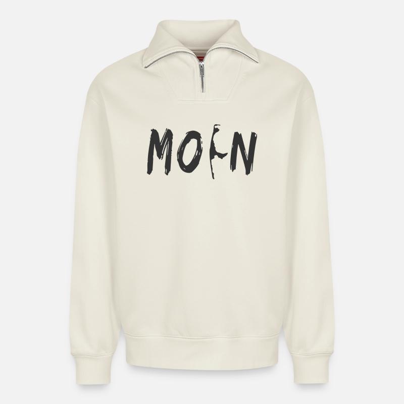 Moin Sylt - Relaxed Unisex Organic Half Zip Sweatshirt – von SPREAD - Naturweiß