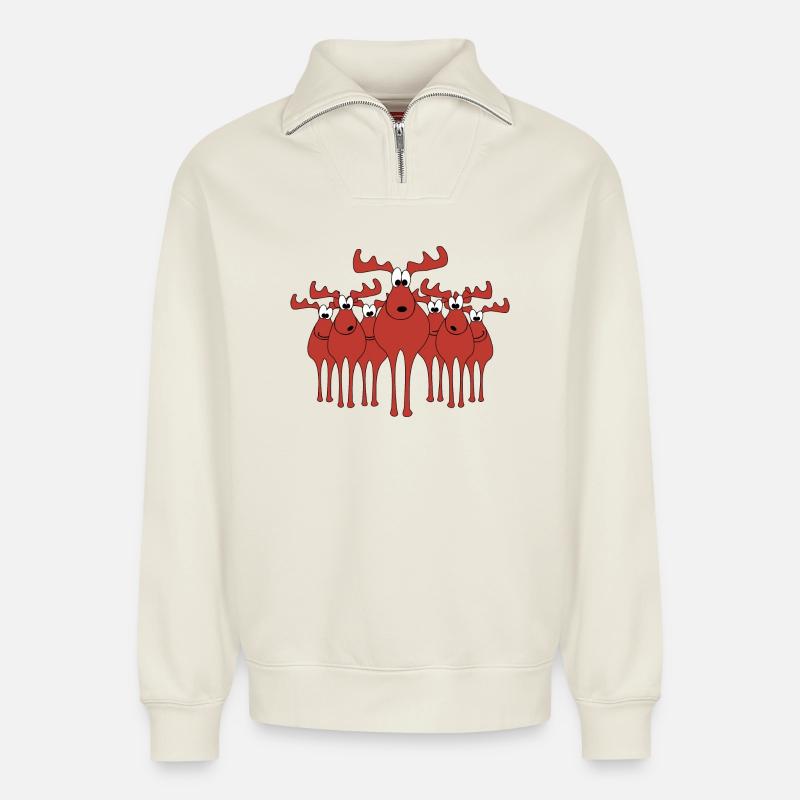 Elche - Relaxed Unisex Organic Half Zip Sweatshirt – von SPREAD - Naturweiß