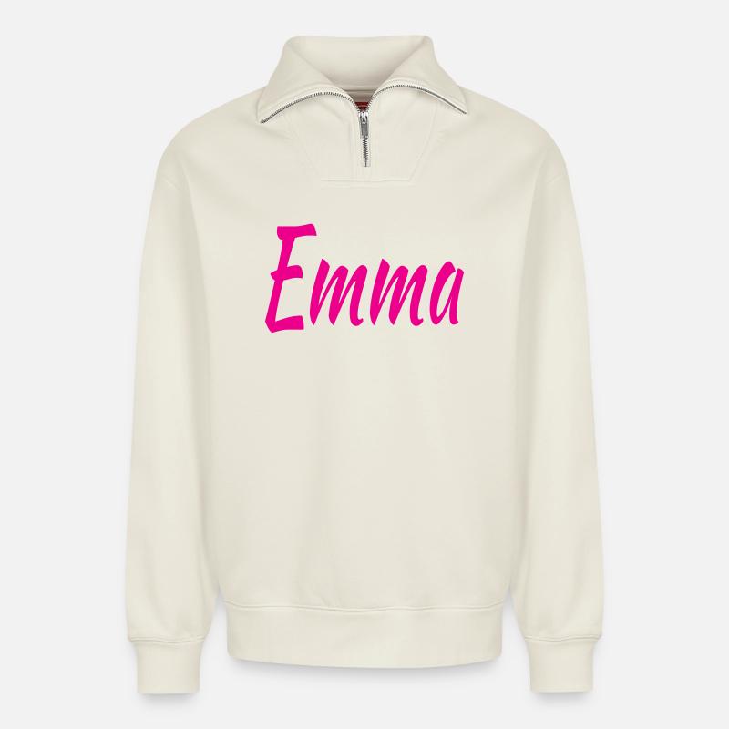 Emma - Relaxed Unisex Organic Half Zip Sweatshirt – von SPREAD - Naturweiß