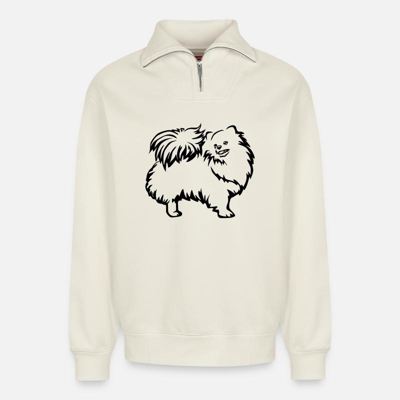 Zwergspitz - Relaxed Unisex Organic Half Zip Sweatshirt – von SPREAD - Naturweiß