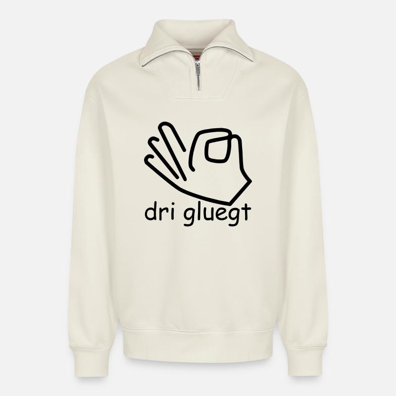 dri gluegt - Relaxed Unisex Organic Half Zip Sweatshirt – von SPREAD - Naturweiß