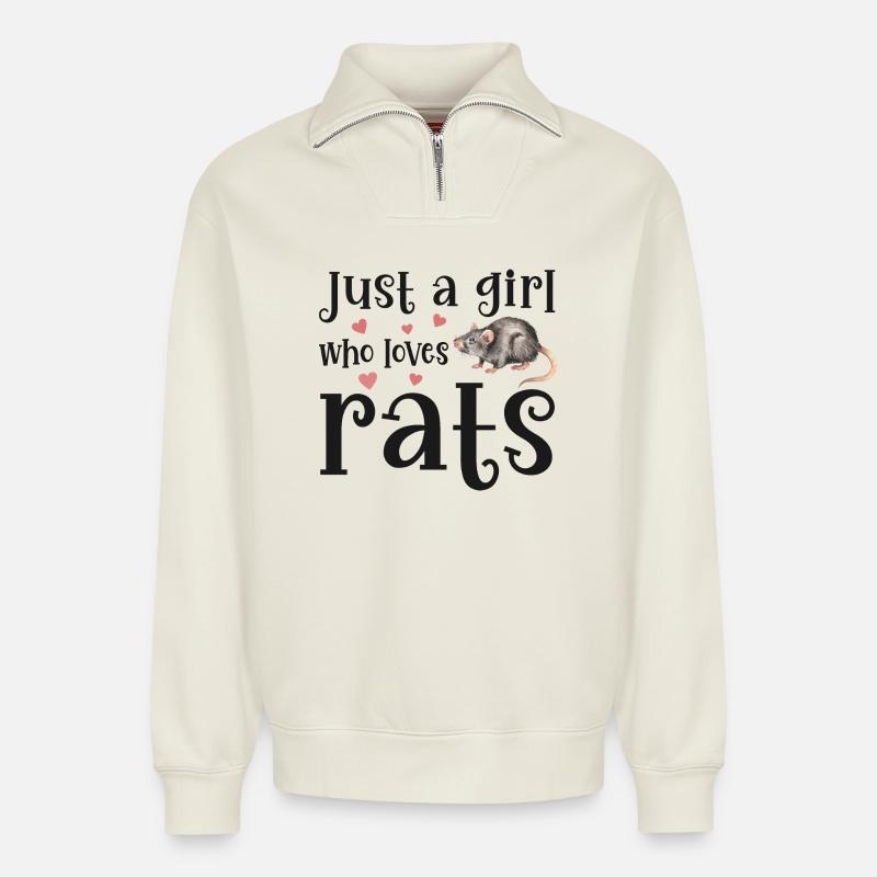 Rat Rats - Relaxed Unisex Organic Half Zip Sweatshirt – by SPREAD - off white