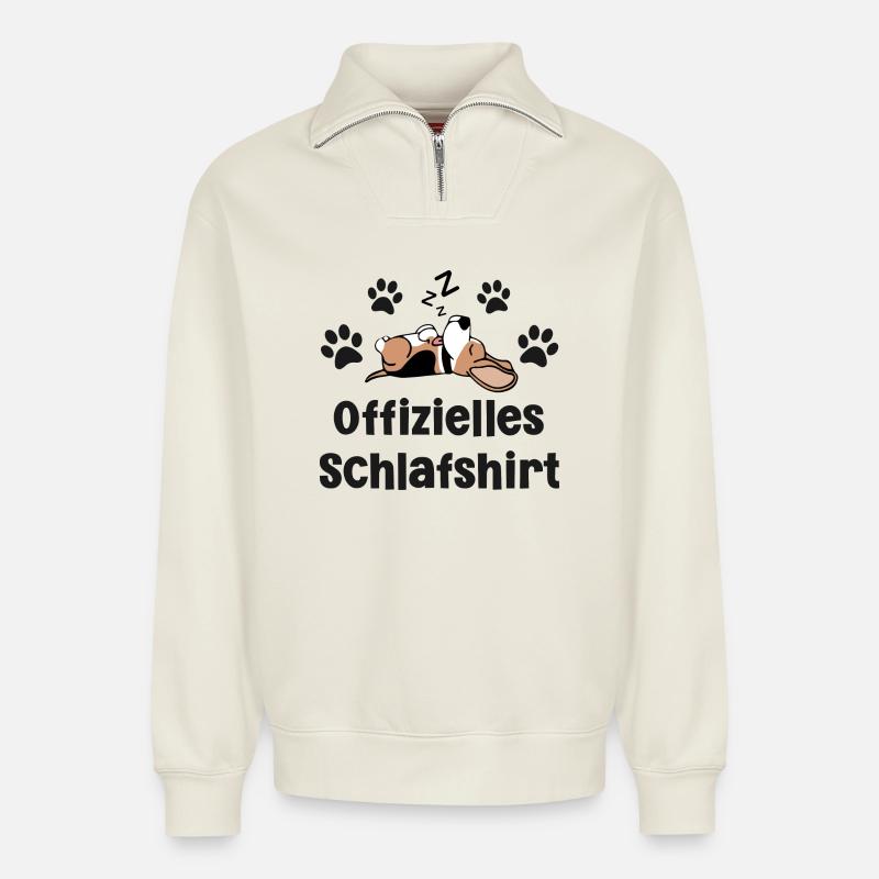 Hund Beagle - Relaxed Unisex Organic Half Zip Sweatshirt – von SPREAD - Naturweiß