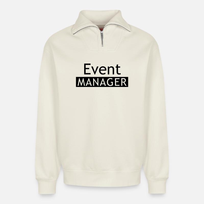 Event Manager Bar - Relaxed Unisex Organic Half Zip Sweatshirt – by SPREAD - off white