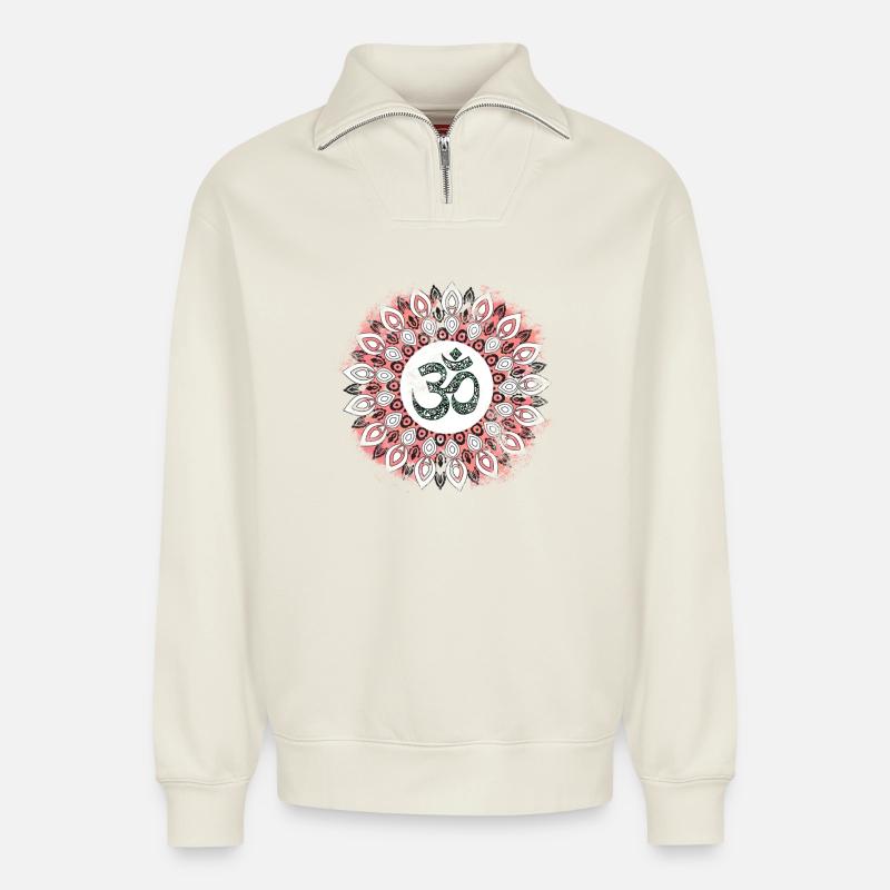 Yoga - Relaxed Unisex Organic Half Zip Sweatshirt – von SPREAD - Naturweiß