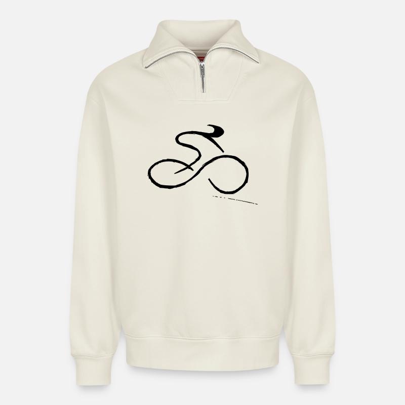 Cycling - Relaxed Unisex Organic Half Zip Sweatshirt – von SPREAD - Naturweiß