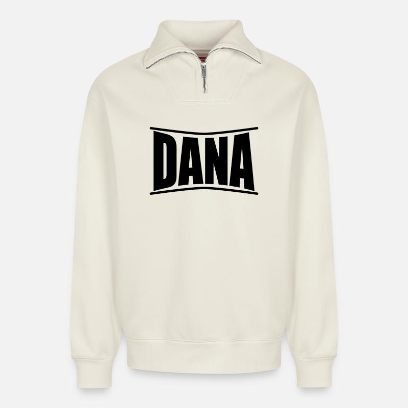 Dana T-Shirt Geschenkidee - Relaxed Unisex Organic Half Zip Sweatshirt – von SPREAD - Naturweiß