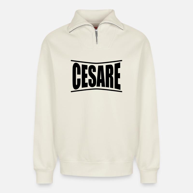 Cesare T-Shirt Geschenkidee - Relaxed Unisex Organic Half Zip Sweatshirt – von SPREAD - Naturweiß