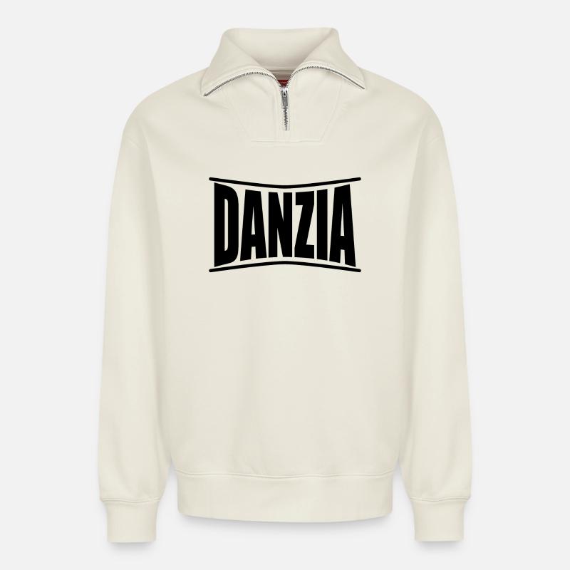 Danzia T-Shirt Geschenkidee - Relaxed Unisex Organic Half Zip Sweatshirt – von SPREAD - Naturweiß