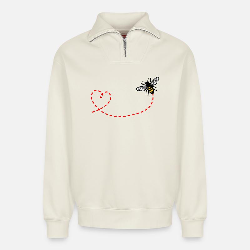Liebe bei - Relaxed Unisex Organic Half Zip Sweatshirt – von SPREAD - Naturweiß