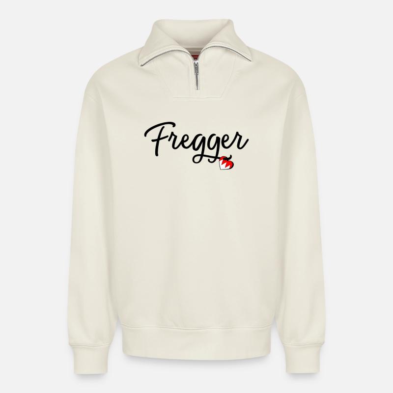 Fregger - Relaxed Unisex Organic Half Zip Sweatshirt – von SPREAD - Naturweiß