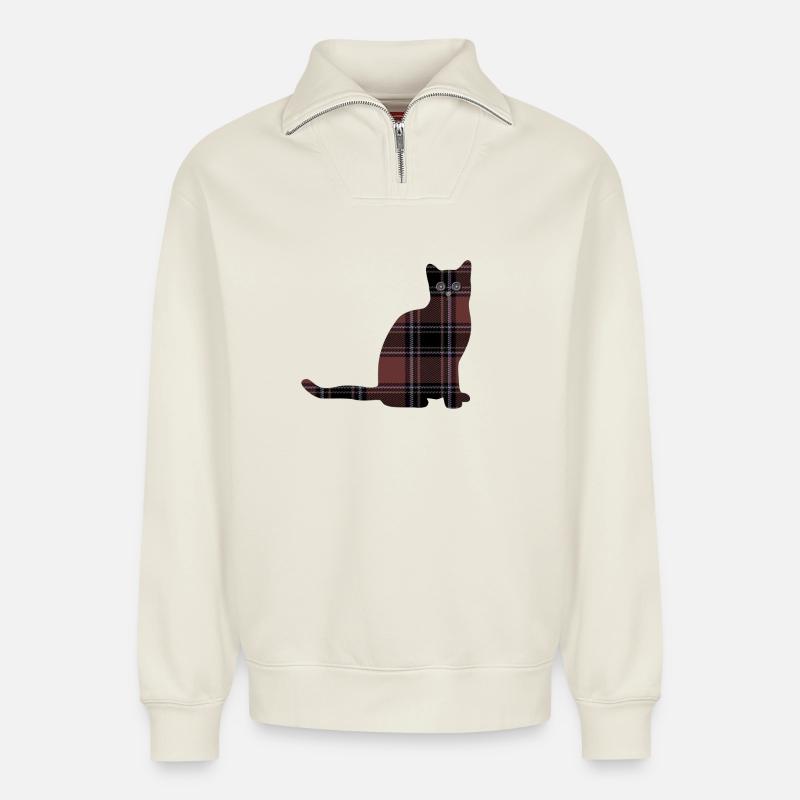 Karokatze - Relaxed Unisex Organic Half Zip Sweatshirt – von SPREAD - Naturweiß