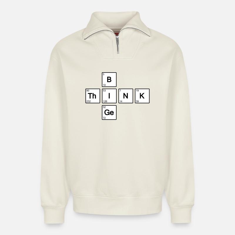 Think Big (White) - Relaxed Unisex Organic Half Zip Sweatshirt – by SPREAD - off white