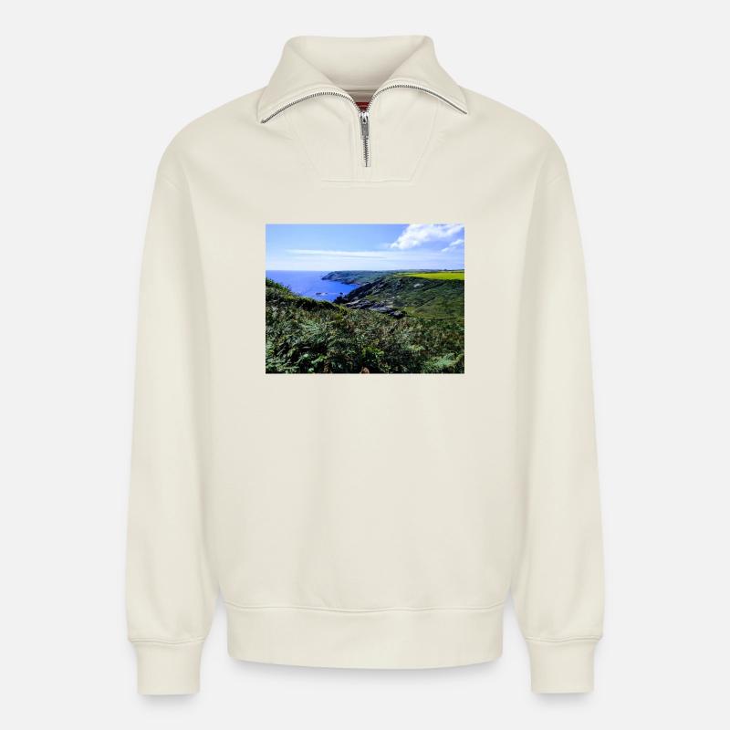 Cornwall - Relaxed Unisex Organic Half Zip Sweatshirt – by SPREAD - off white