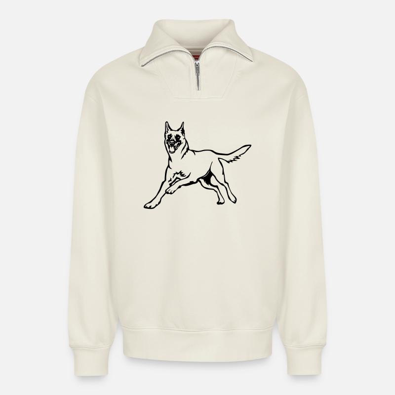 Malinois - Relaxed Unisex Organic Half Zip Sweatshirt – von SPREAD - Naturweiß