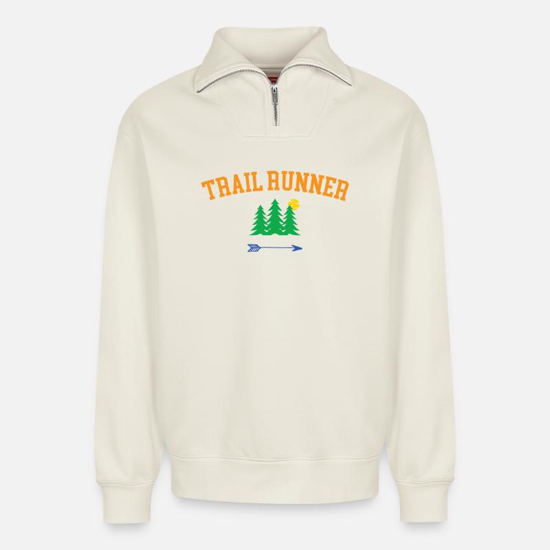 Trailrunner - Relaxed Unisex Organic Half Zip Sweatshirt – von SPREAD - Naturweiß