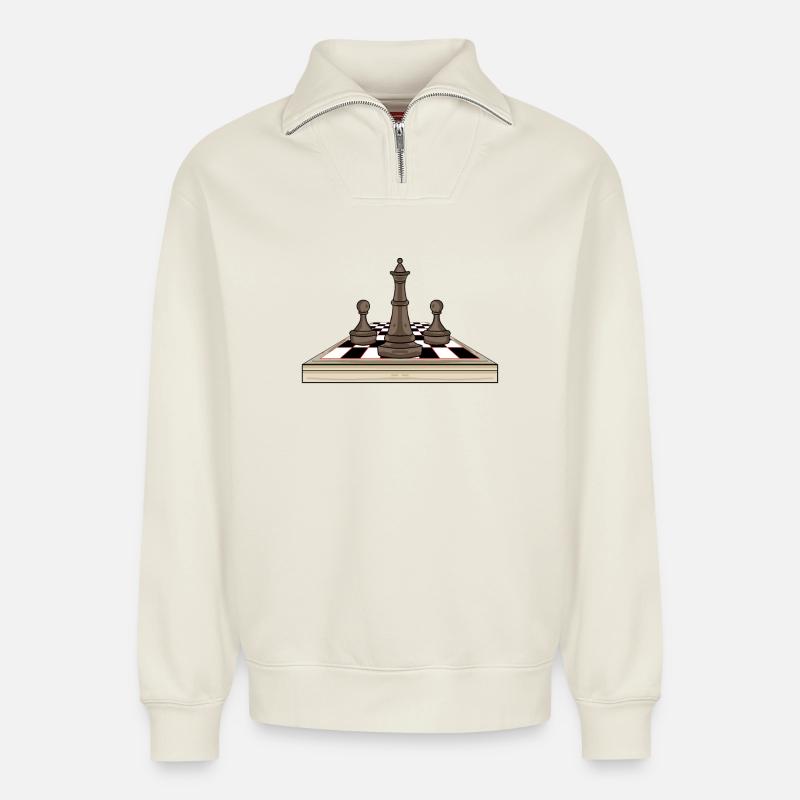 Chess chessboard - Relaxed Unisex Organic Half Zip Sweatshirt – by SPREAD - off white