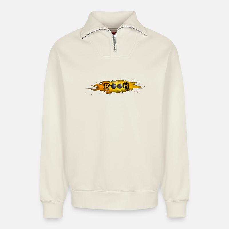 DRÖHNEN - Relaxed Unisex Organic Half Zip Sweatshirt – von SPREAD - Naturweiß