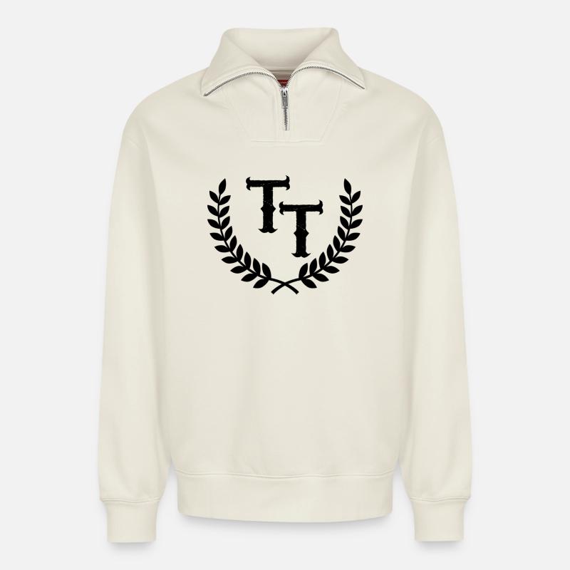 T.T. - Relaxed Unisex Organic Half Zip Sweatshirt – von SPREAD - Naturweiß