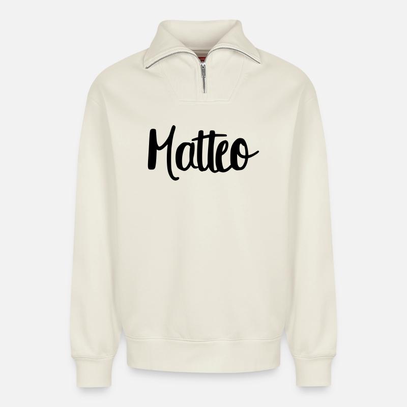 Matteo - Relaxed Unisex Organic Half Zip Sweatshirt – by SPREAD - off white