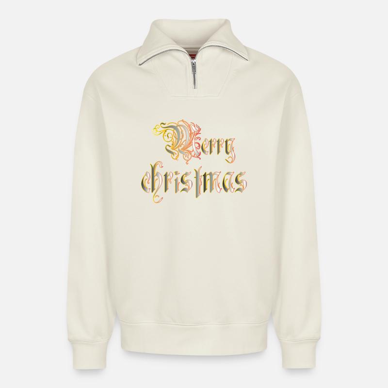 Weihnachtsinsel - Relaxed Unisex Organic Half Zip Sweatshirt – von SPREAD - Naturweiß