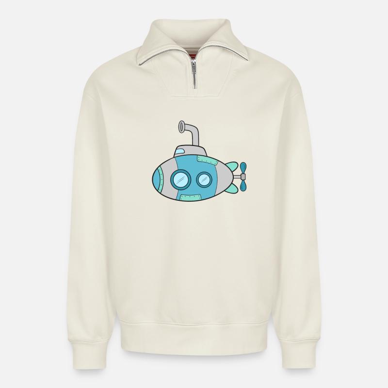 U-Boot - Relaxed Unisex Organic Half Zip Sweatshirt – von SPREAD - Naturweiß