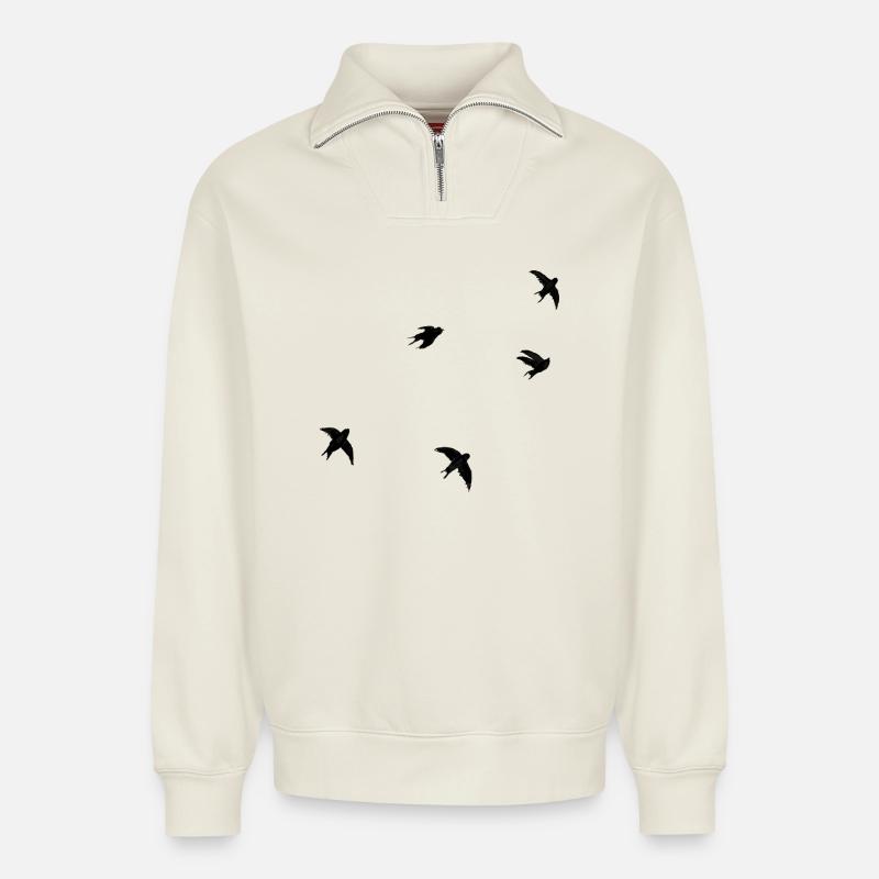 Martinets - Sweat unisexe décontracté en coton biologique à demi-zip – de SPREAD - blanc cassé