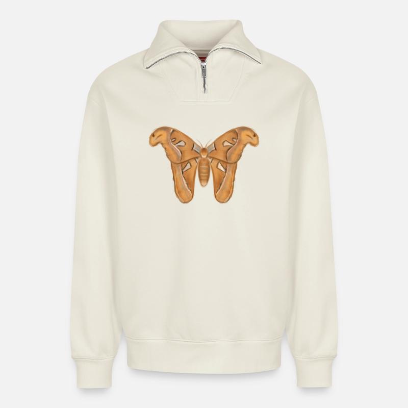 Motte - Relaxed Unisex Organic Half Zip Sweatshirt – von SPREAD - Naturweiß