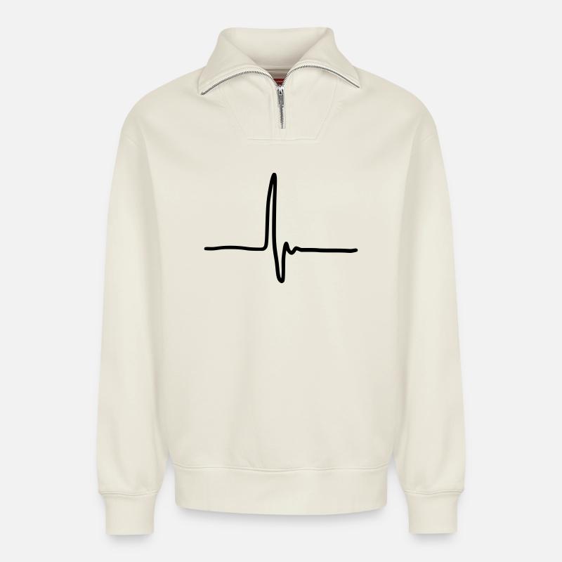 Stroke - Relaxed Unisex Organic Half Zip Sweatshirt – by SPREAD - off white