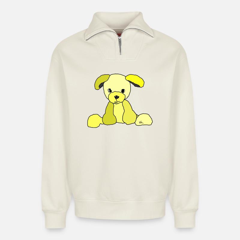 Dog Comic - Relaxed Unisex Organic Half Zip Sweatshirt – by SPREAD - off white
