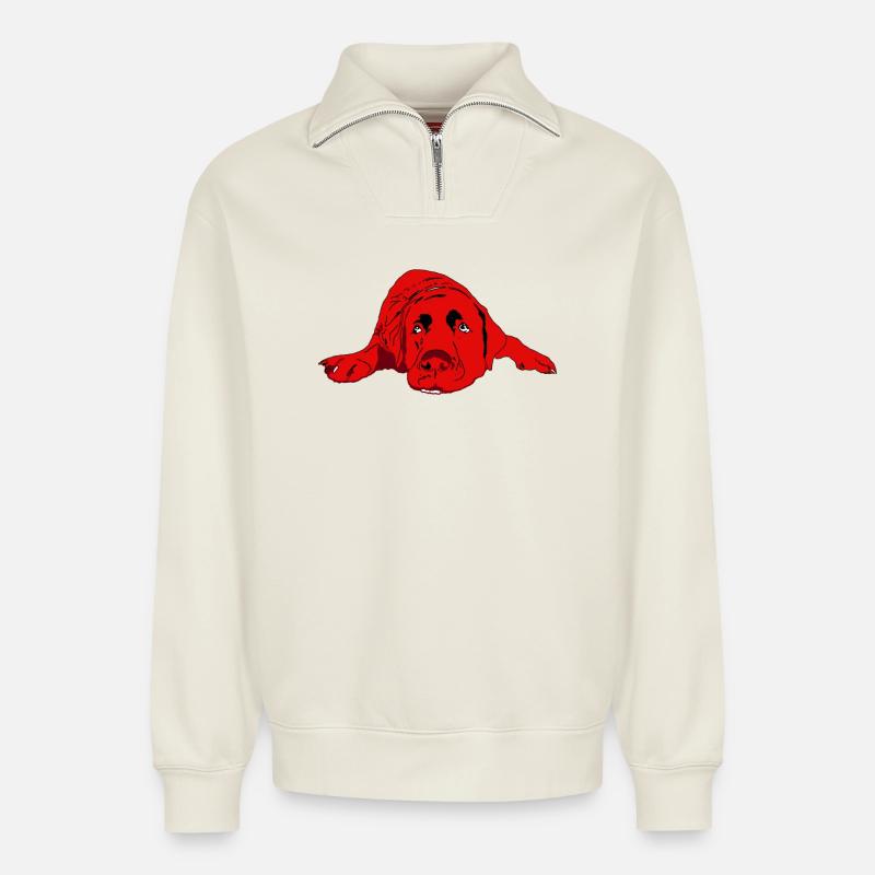 Labrador - Relaxed Unisex Organic Half Zip Sweatshirt – von SPREAD - Naturweiß