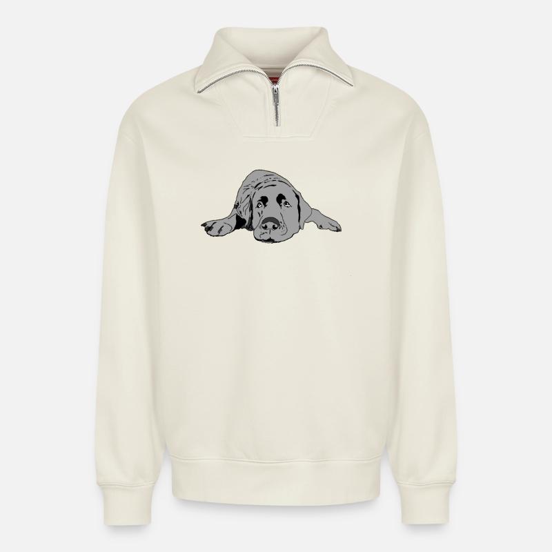 Labrador - Relaxed Unisex Organic Half Zip Sweatshirt – von SPREAD - Naturweiß