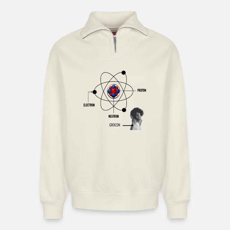 Physik - Relaxed Unisex Organic Half Zip Sweatshirt – von SPREAD - Naturweiß