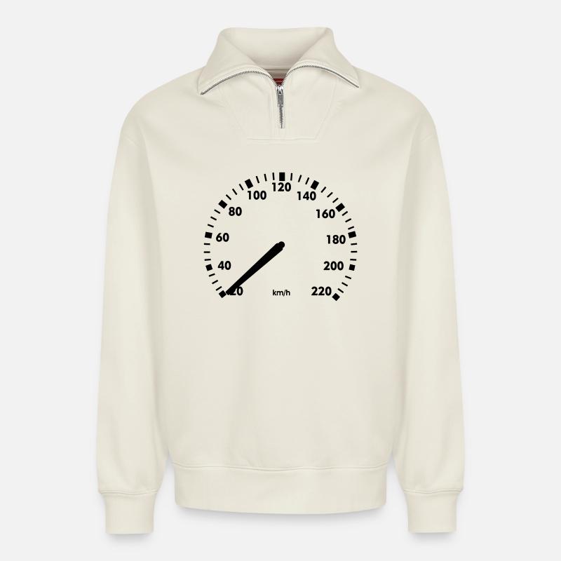 Speedometer car standstill - Relaxed Unisex Organic Half Zip Sweatshirt – by SPREAD - off white