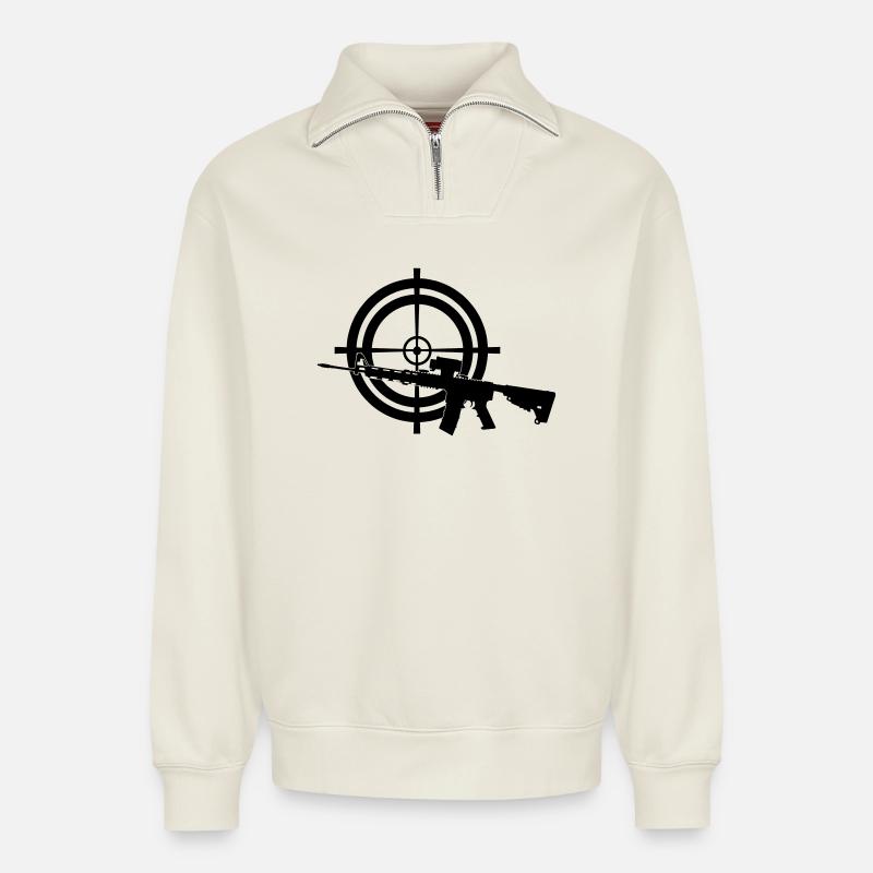 Colt c7 mit Visier - Relaxed Unisex Organic Half Zip Sweatshirt – von SPREAD - Naturweiß