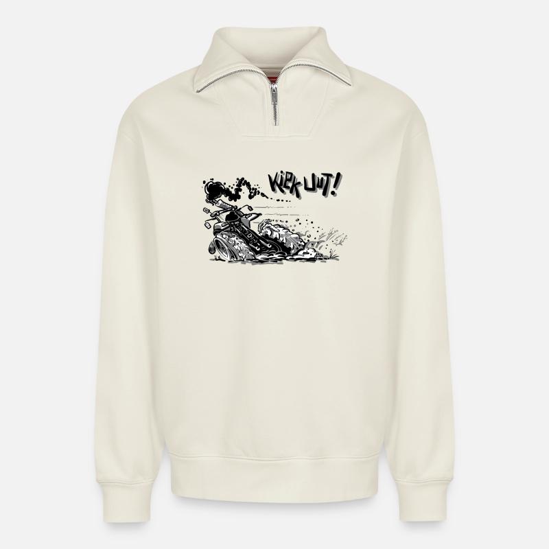 Snap uut rechts - Relaxed Unisex Organic Half Zip Sweatshirt – von SPREAD - Naturweiß