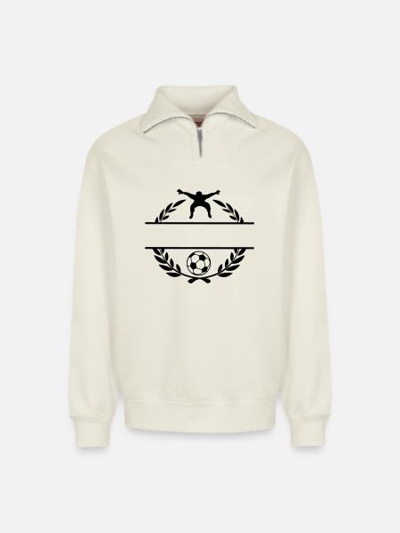 Football 1 - Relaxed Unisex Organic Half Zip Sweatshirt – by SPREAD - off white