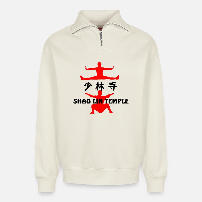 Kung fu Shaolin temple - Relaxed Unisex Organic Half Zip Sweatshirt – by SPREAD - off white
