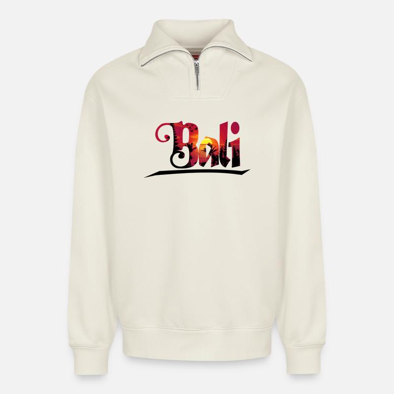 BALI - Relaxed Unisex Organic Half Zip Sweatshirt – by SPREAD - off white