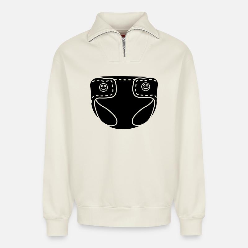 Babywindel - Relaxed Unisex Organic Half Zip Sweatshirt – von SPREAD - Naturweiß