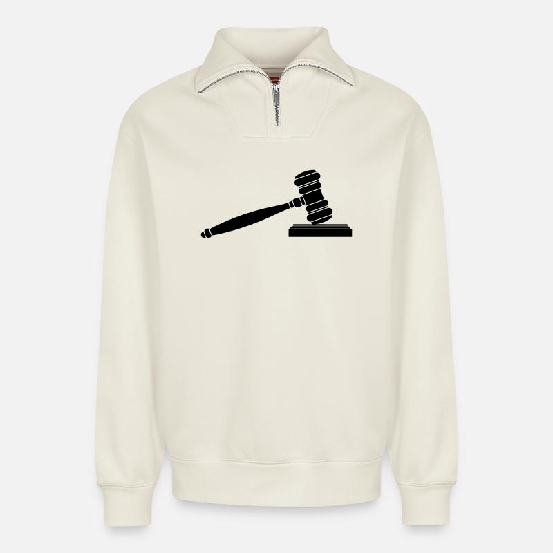 Geschirrhammer Logo - Relaxed Unisex Organic Half Zip Sweatshirt – von SPREAD - Naturweiß