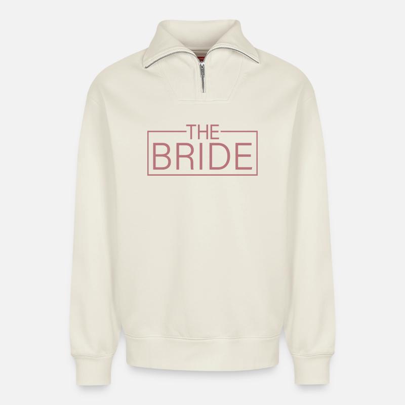 Die Braut - Coole passende Brautdusche - Relaxed Unisex Organic Half Zip Sweatshirt – von SPREAD - Naturweiß