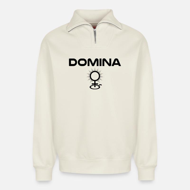 Dominatrix - Relaxed Unisex Organic Half Zip Sweatshirt – by SPREAD - off white