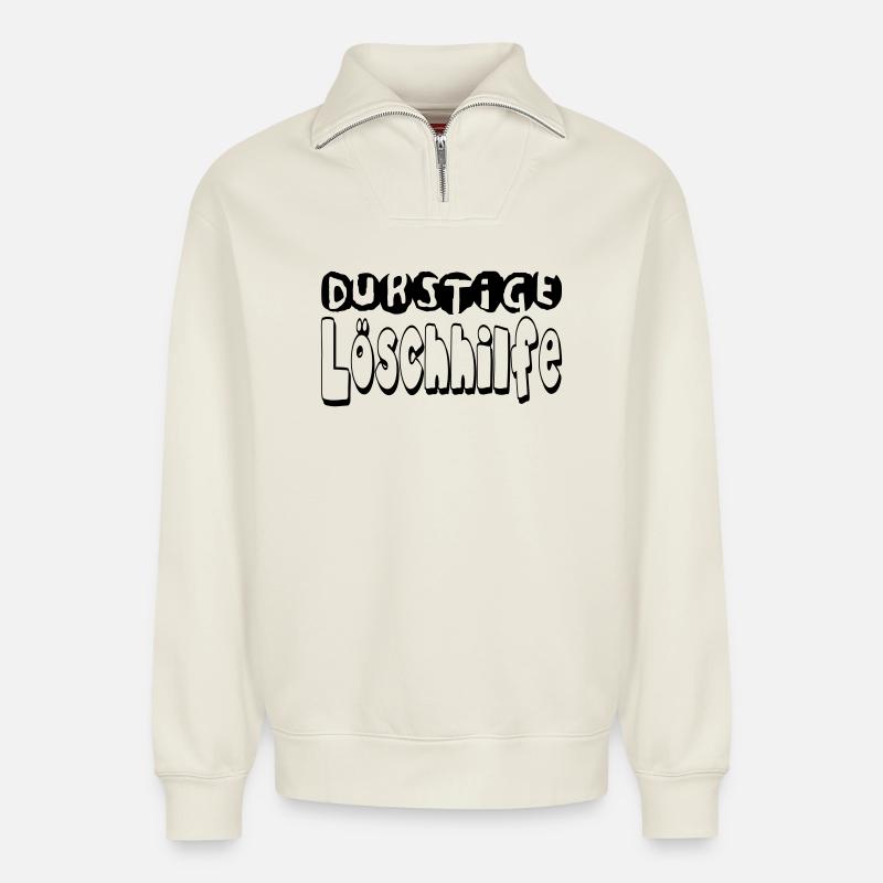 durstigelöschhilfe - Relaxed Unisex Organic Half Zip Sweatshirt – von SPREAD - Naturweiß