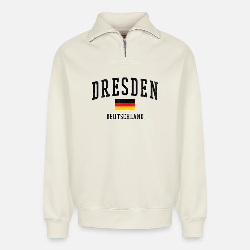 Dresden - Relaxed Unisex Organic Half Zip Sweatshirt – by SPREAD - off white